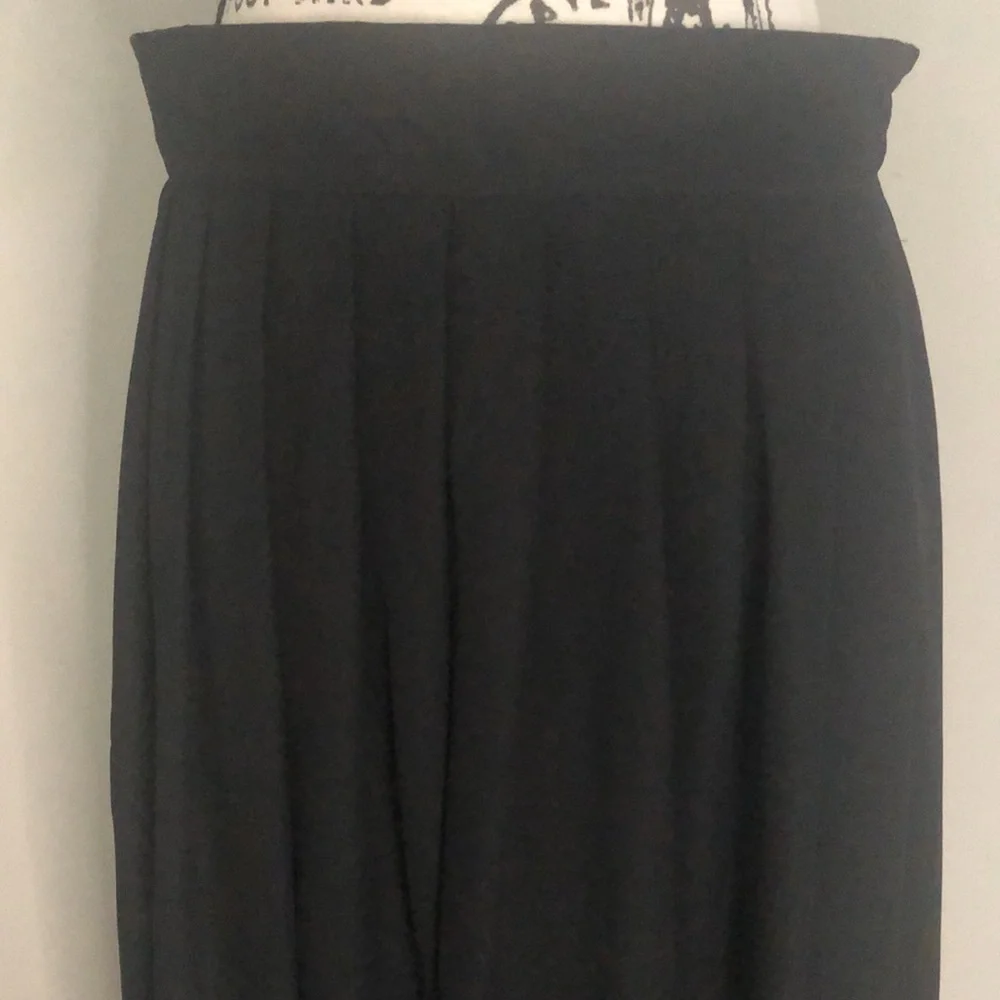 Vintage Black Chiffon Pleated Lined Pull-on Skirt Size 12 - Picture 3 of 13